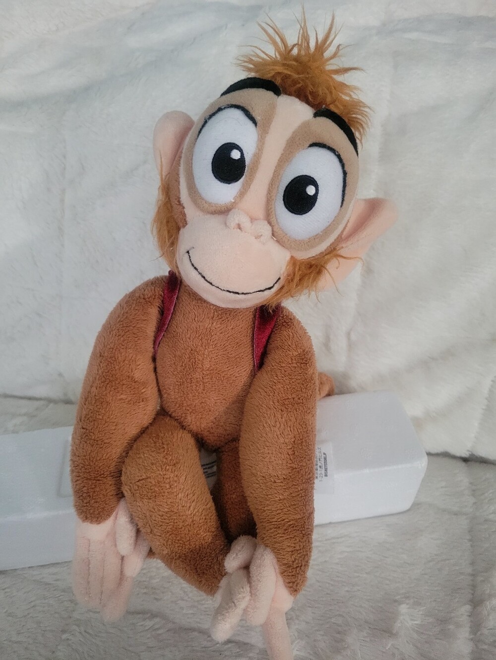 Disney Store Aladin Brown Plush Abu Monkey Stuffed Toy with Black and White Eyes